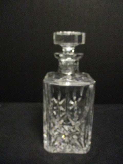 Vintage Heavy Square Crystal Decanter with Octagonal Stopper (1 of 7)