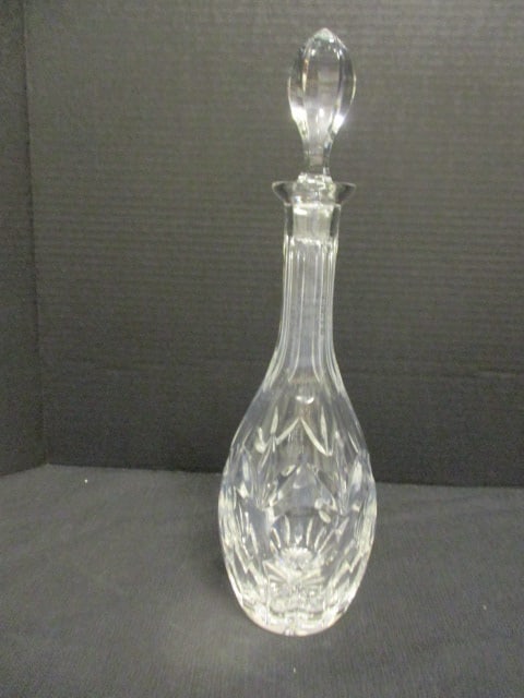 Vintage Bohemian Style Cut Crystal Wine Decanter with Elongated Faceted Stopper (1 of 8)