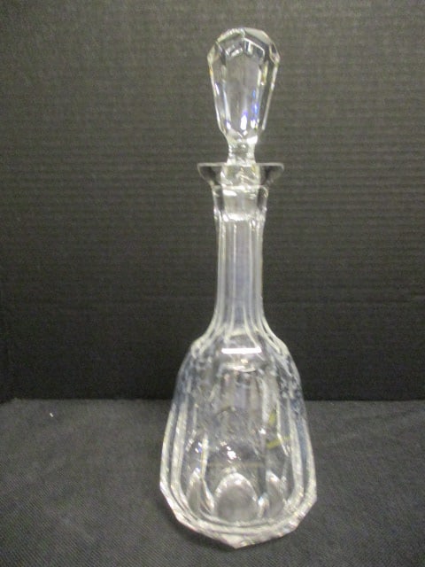 Vintage Tall Broad Paneled Body Clear Cut Crystal Decanter with Matching Faceted Stopper (1 of 7)