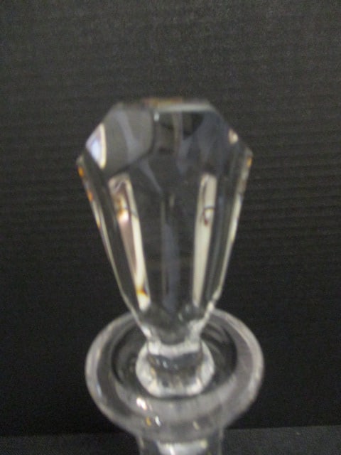 Vintage Tall Broad Paneled Body Clear Cut Crystal Decanter with Matching Faceted Stopper - 2