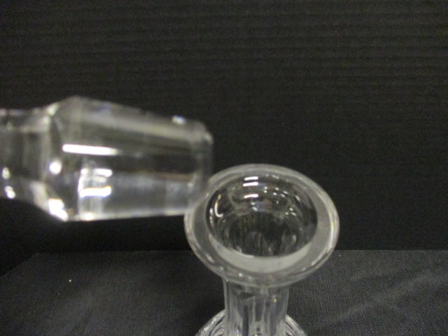 Vintage Tall Broad Paneled Body Clear Cut Crystal Decanter with Matching Faceted Stopper - 3
