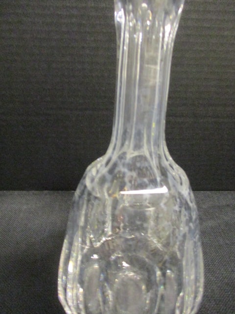 Vintage Tall Broad Paneled Body Clear Cut Crystal Decanter with Matching Faceted Stopper - 4
