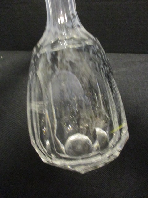 Vintage Tall Broad Paneled Body Clear Cut Crystal Decanter with Matching Faceted Stopper - 5
