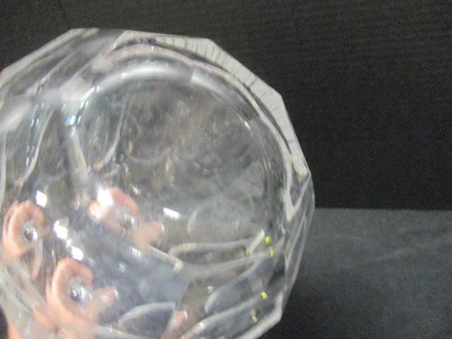Vintage Tall Broad Paneled Body Clear Cut Crystal Decanter with Matching Faceted Stopper - 6