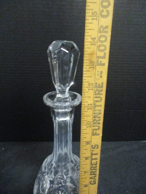 Vintage Tall Broad Paneled Body Clear Cut Crystal Decanter with Matching Faceted Stopper - 7