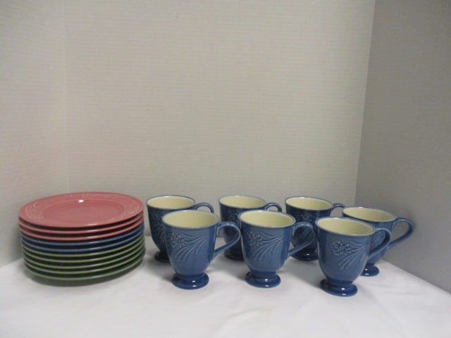 Lenox "Poppies Rainbow" Footed Mugs and Salad/Sandwich Plates (1 of 13)
