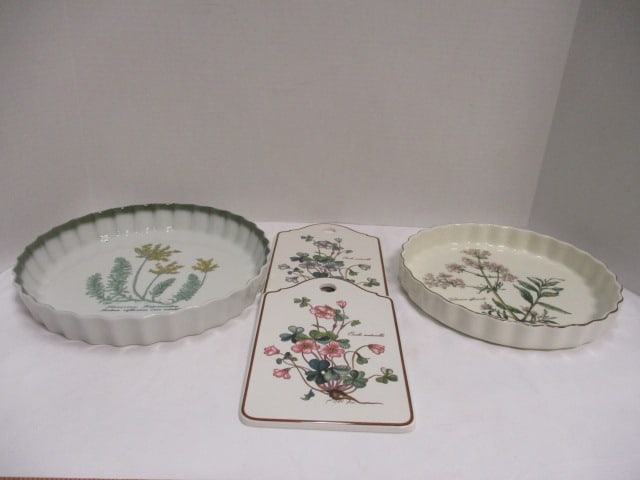Villeroy & Boch "Vilbofour Botanica" Quiche Dish and Two Cheese Boards and: Botanic Garden Style Fluted Quiche Dish