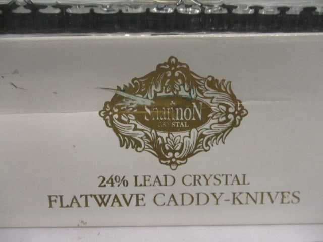Shannon Crystal Flatware/Knife Caddy in Original Box, Waterford Stainless Cheese Knife - 2