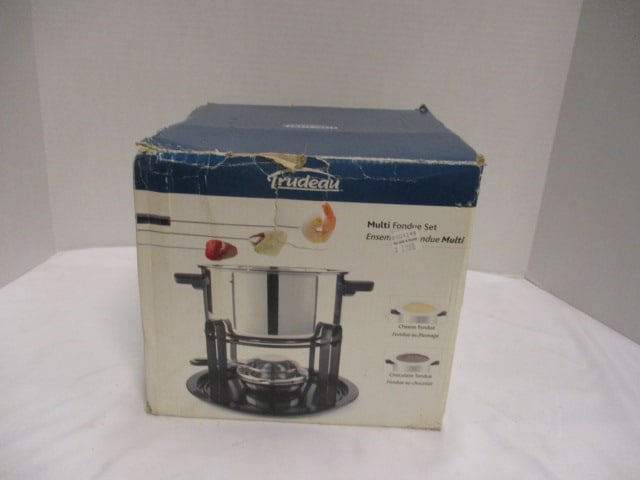 Trudeau Multi Fondue Set in Original Box: appears to have not been used, box has some storage wear