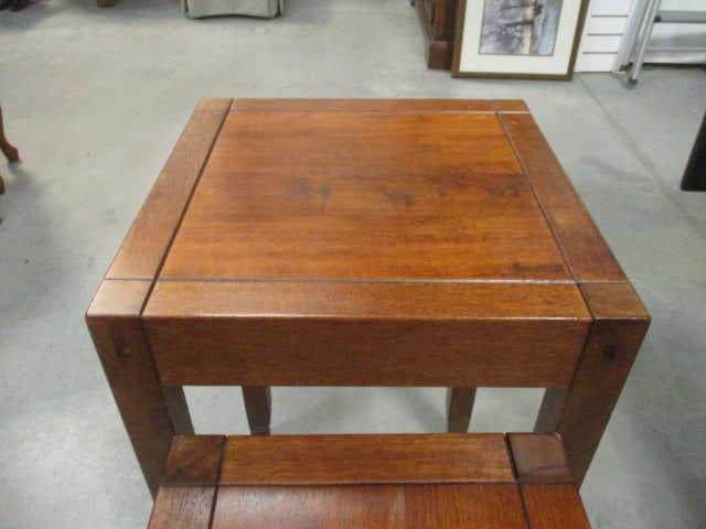 Pottery Barn Ginger Finish 2 Piece Nesting Table Set - 3