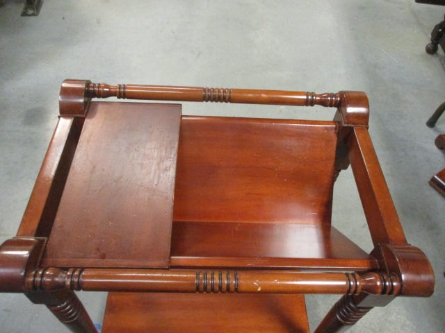 Early American Style Solid Wood Magazine Rack/Side Table with Turned Spindle Legs - 2