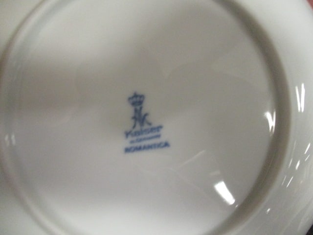 Kaiser "Romantica" West Germany Porcelain Bowls, Plates and Bouillon Clear Soup Bowls - 3