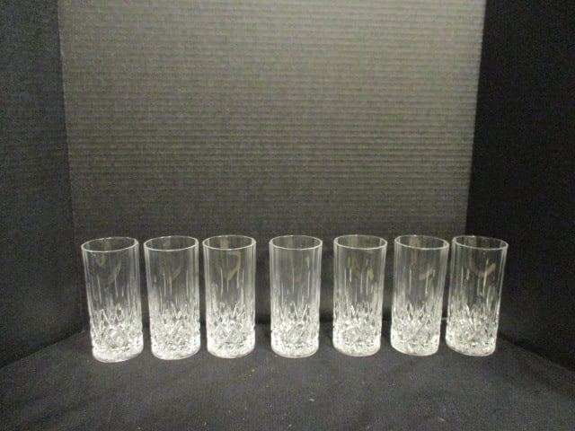 Seven Crystal Iced Tea Glasses: 6"h