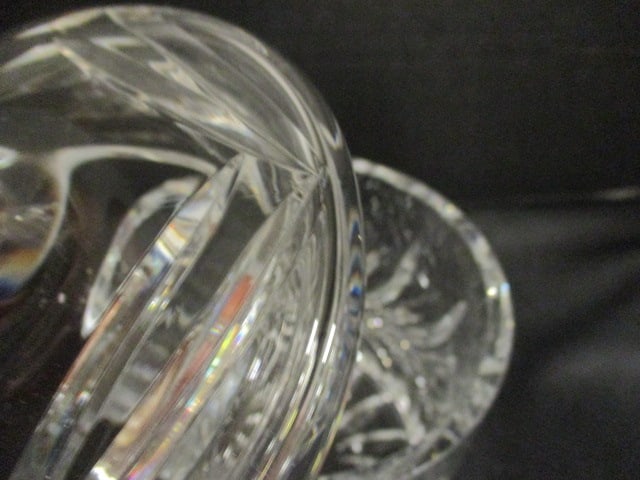Heavy Crystal Biscuit Jar with Faceted Finial and Scrolling Leaf Design - 3
