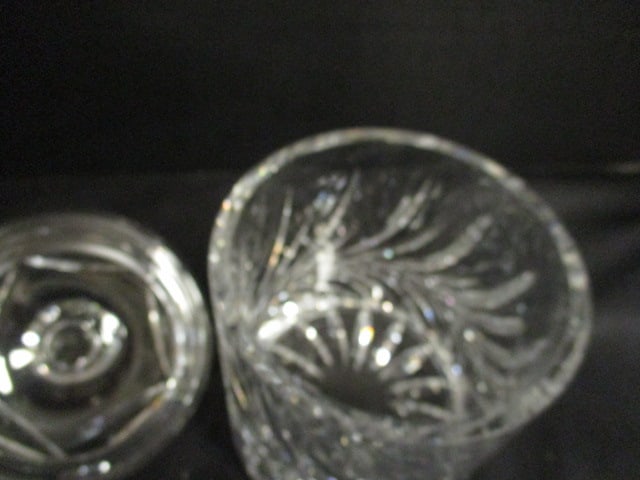 Heavy Crystal Biscuit Jar with Faceted Finial and Scrolling Leaf Design - 4