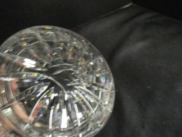 Heavy Crystal Biscuit Jar with Faceted Finial and Scrolling Leaf Design - 6