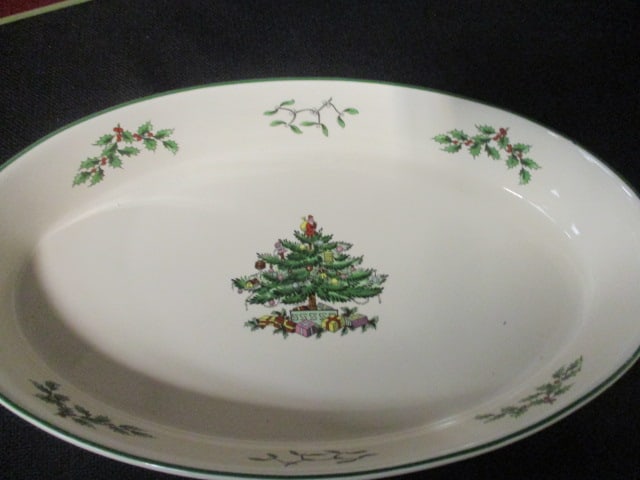 Two Spode "Christmas Tree" Oval Dishes-One in Original Box - 2
