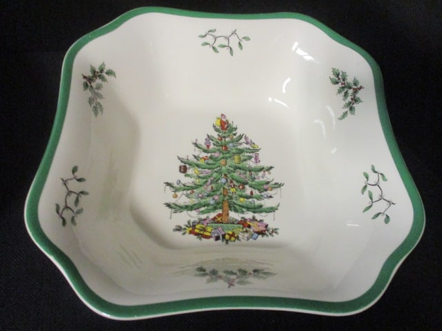 Spode "Christmas Tree" Square Serving Bowl and Cake/Dessert Stand - 2
