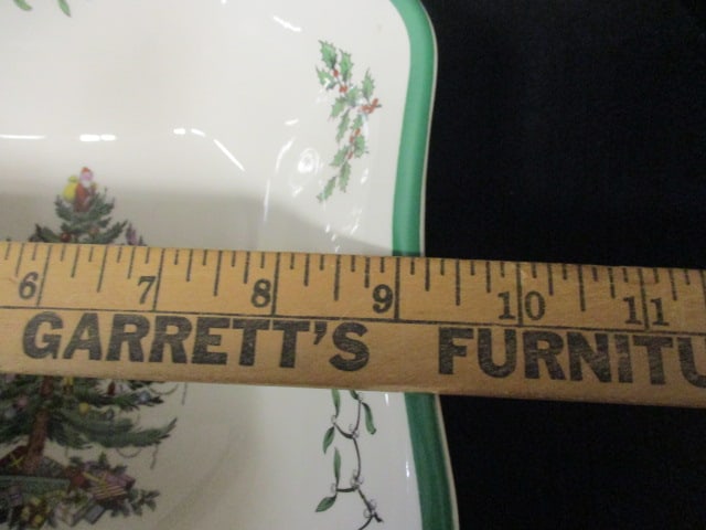 Spode "Christmas Tree" Square Serving Bowl and Cake/Dessert Stand - 4