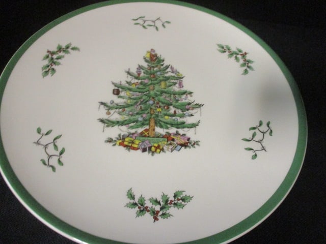 Spode "Christmas Tree" Square Serving Bowl and Cake/Dessert Stand - 7