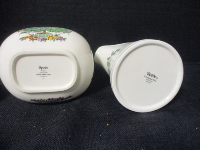 Spode "Christmas Tree" Completer Set-Butter Dish, Shakers, Creamer, Sugar Bowl and Sauce Boat - 12