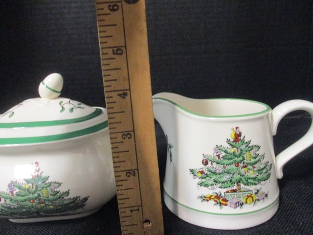 Spode "Christmas Tree" Completer Set-Butter Dish, Shakers, Creamer, Sugar Bowl and Sauce Boat - 13