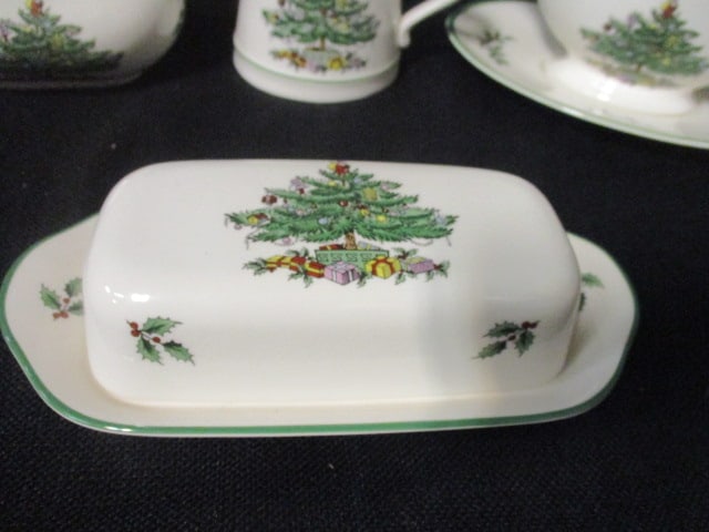 Spode "Christmas Tree" Completer Set-Butter Dish, Shakers, Creamer, Sugar Bowl and Sauce Boat - 2