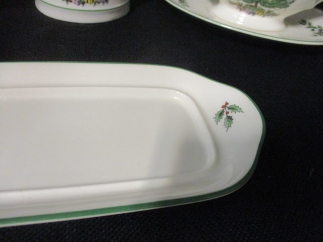 Spode "Christmas Tree" Completer Set-Butter Dish, Shakers, Creamer, Sugar Bowl and Sauce Boat - 3