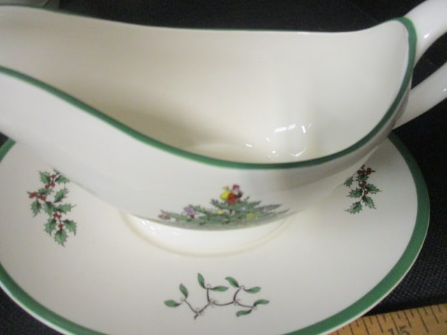 Spode "Christmas Tree" Completer Set-Butter Dish, Shakers, Creamer, Sugar Bowl and Sauce Boat - 6