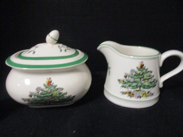 Spode "Christmas Tree" Completer Set-Butter Dish, Shakers, Creamer, Sugar Bowl and Sauce Boat - 9