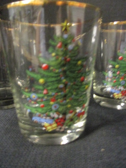 Spode "Christmas Tree" Glass Pitcher and Three Old Fashion Tumblers - 2