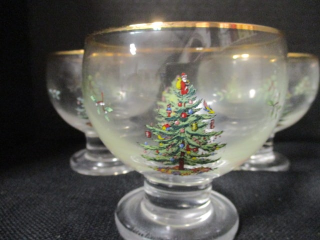 Eight Spode "Christmas Tree" Glass Dessert/Fruit Cups - 2