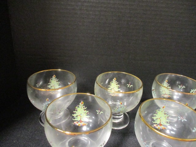 Eight Spode "Christmas Tree" Glass Dessert/Fruit Cups - 3