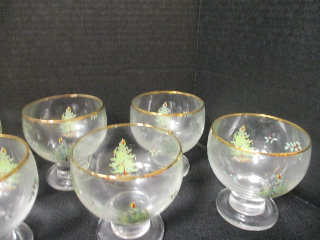 Eight Spode "Christmas Tree" Glass Dessert/Fruit Cups - 4