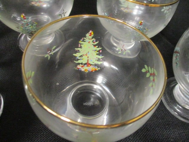 Eight Spode "Christmas Tree" Glass Dessert/Fruit Cups - 5