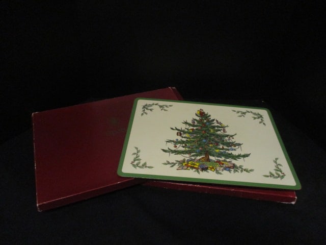Two Spode "Christmas Tree" 4 Piece Placemat Sets in Original Boxes: .