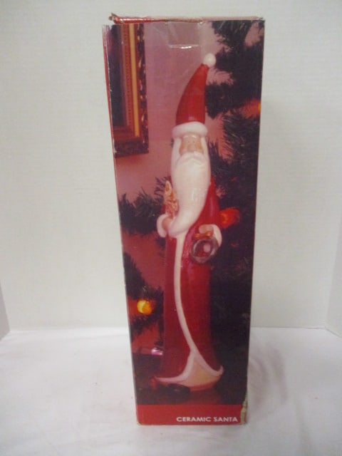 Kirkland's Home 17" Tall Glazed Finish Ceramic Santa in Original Box: .