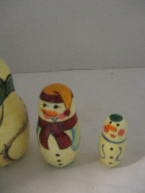 5 Piece Signed Handpainted Christmas Russian Nesting Doll Set - 5