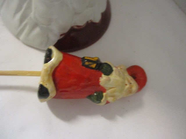 Musical Santa Snowglobe, Santa Bubble Night Light, Glazed Pottery Santa Bell, Pottery Santa Pick ... - 12