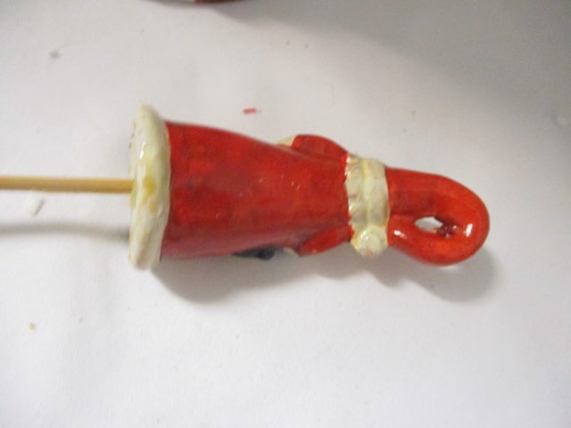 Musical Santa Snowglobe, Santa Bubble Night Light, Glazed Pottery Santa Bell, Pottery Santa Pick ... - 13