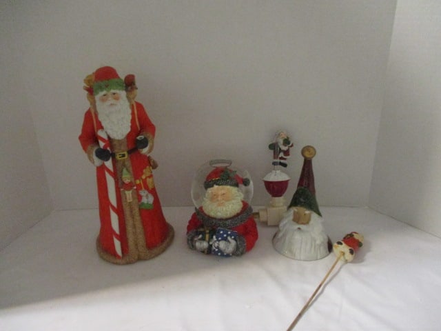 Musical Santa Snowglobe, Santa Bubble Night Light, Glazed Pottery Santa Bell, Pottery Santa Pick ...: .
