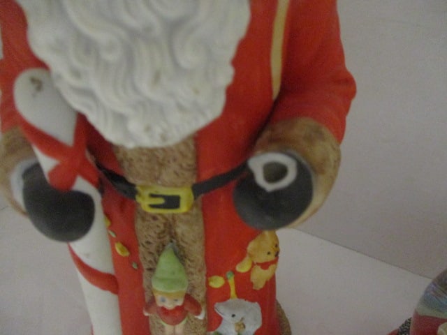 Musical Santa Snowglobe, Santa Bubble Night Light, Glazed Pottery Santa Bell, Pottery Santa Pick ... - 3