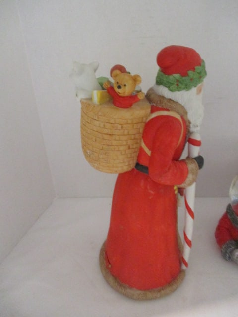 Musical Santa Snowglobe, Santa Bubble Night Light, Glazed Pottery Santa Bell, Pottery Santa Pick ... - 4