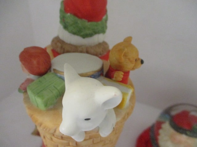 Musical Santa Snowglobe, Santa Bubble Night Light, Glazed Pottery Santa Bell, Pottery Santa Pick ... - 5