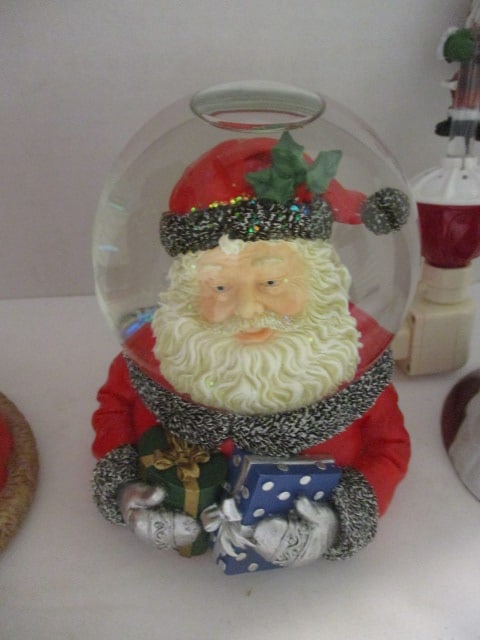 Musical Santa Snowglobe, Santa Bubble Night Light, Glazed Pottery Santa Bell, Pottery Santa Pick ... - 8