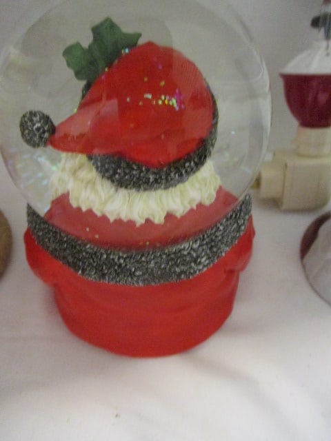 Musical Santa Snowglobe, Santa Bubble Night Light, Glazed Pottery Santa Bell, Pottery Santa Pick ... - 9