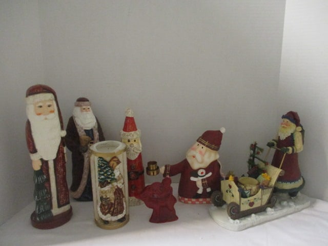 Grouping of Santa Candles and Candle Holders: .