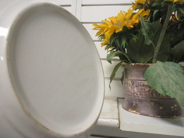 Handpainted Ceramic Cache Pot, Carved Wood Cache Pot and Artificial Sunflower Arrangement - 3