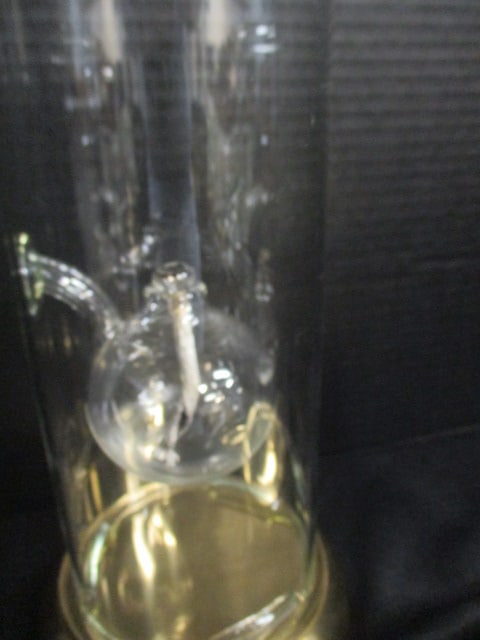 3 Piece Tiered Art Glass Hurricane Oil Lamps with Brass Stands - 5