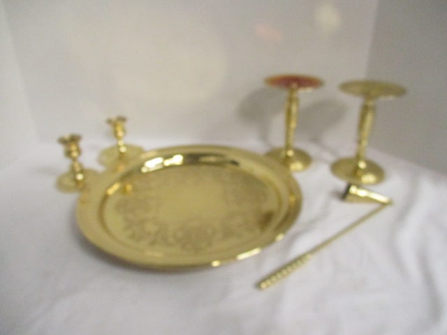 Baldwin Brass Candle Holders, Round Serving Tray and Candle Snuffer (1 of 12)